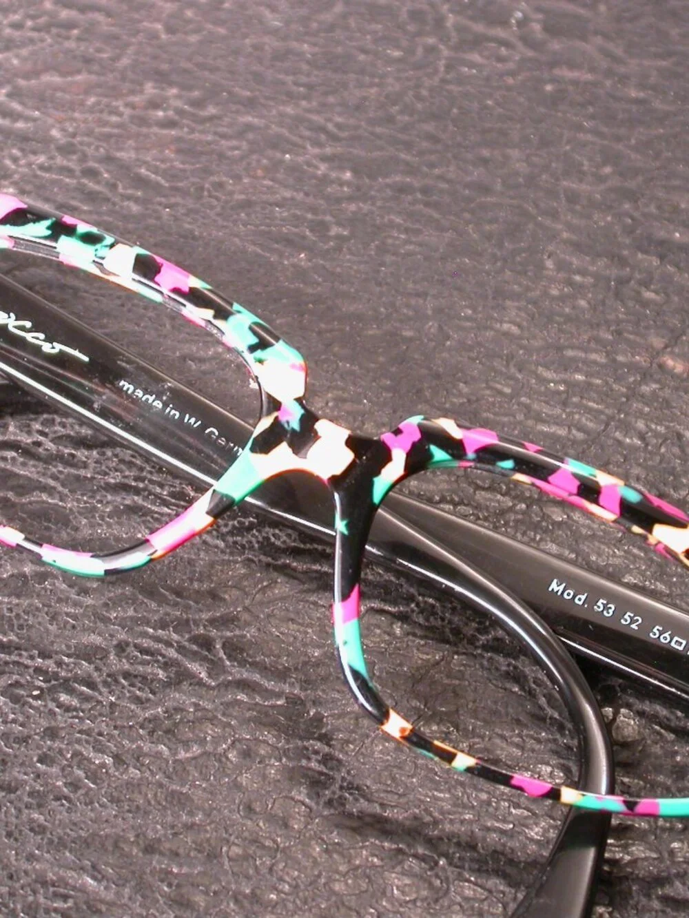 Vintage Locco Black Orange Teal Pink Art Frames Eyeglasses Made in Germany